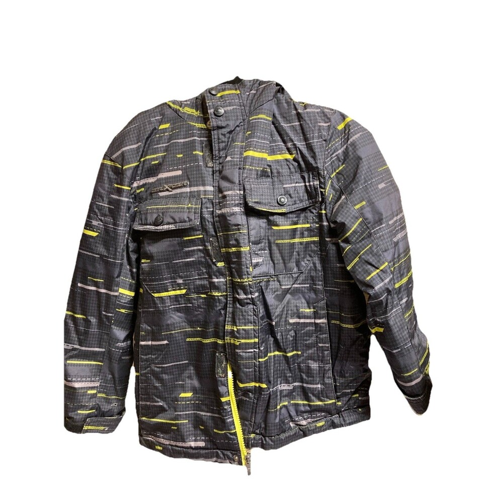 Boys Zeroxposur Winter Jacket, Size Medium 7/8 Gray/black/Yellow